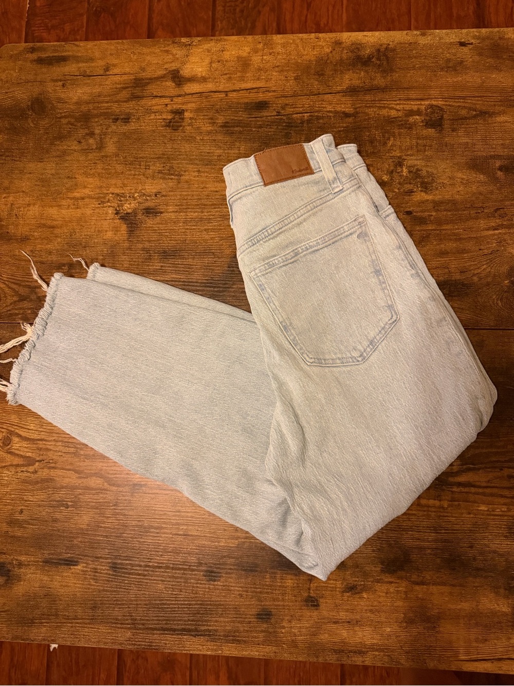 Madewell Light Blue Cropped Jeans with Frayed Hem